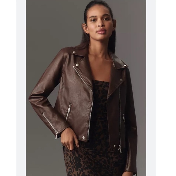 7 For All Mankind Faux Leather Motorcycle Jacket- S,M - Picture 1 of 9